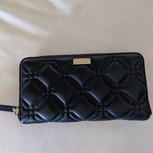 Kate Spade black waffle leather wallet
